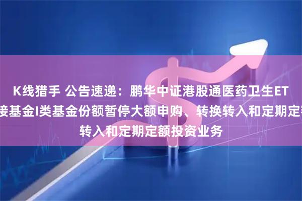 K线猎手 公告速递：鹏华中证港股通医药卫生ETF发起式联接基金I类基金份额暂停大额申购、转换转入和定期定额投资业务