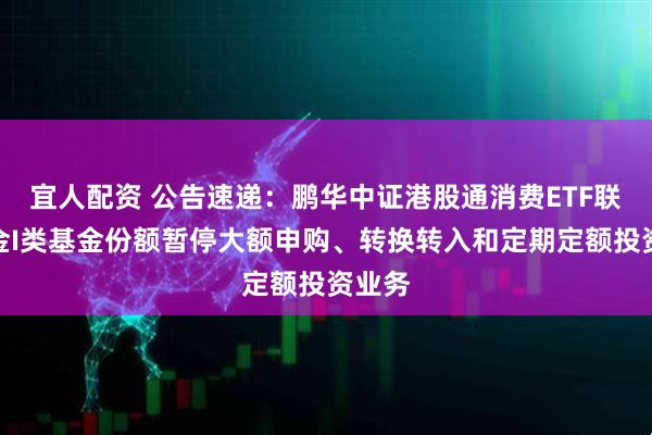 宜人配资 公告速递：鹏华中证港股通消费ETF联接基金I类基金份额暂停大额申购、转换转入和定期定额投资业务