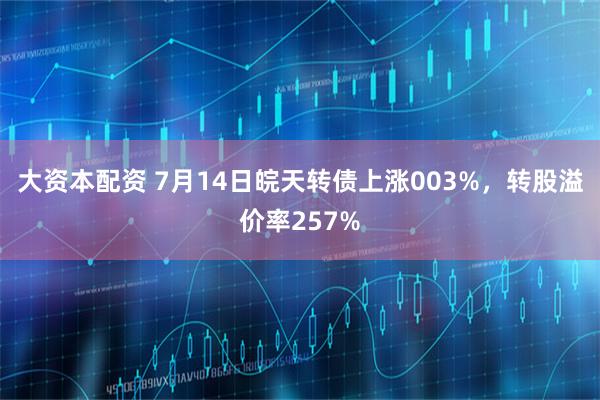 大资本配资 7月14日皖天转债上涨003%，转股溢价率257%